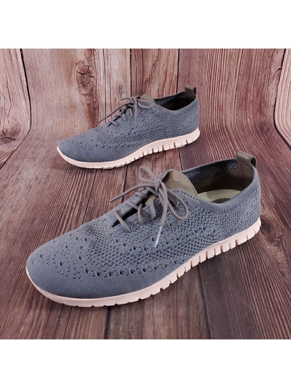 Cole Haan Womens 8.5 B Zerogrand Grand OS Gray Knit Oxford Wingtip Shoes W06727